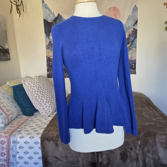 Antonio Melani 100% Cashmere Peplum Sweater Women’s Small Blue Long Sleeve Soft - Picture 7 of 12